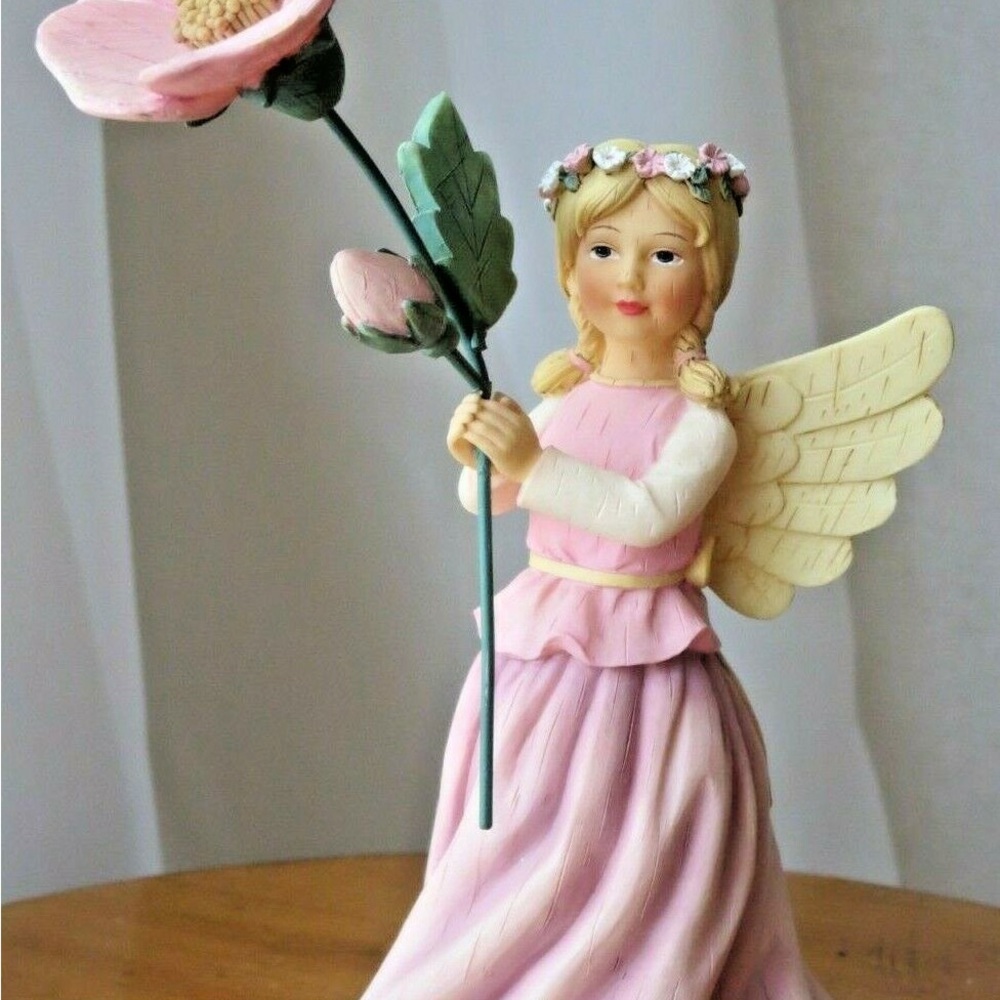 Pink Angel Figurine with Flower